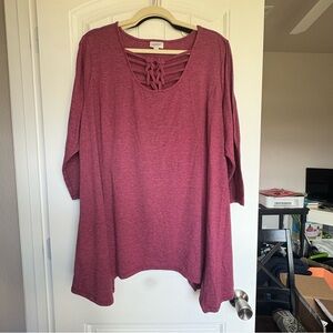 Avenue Women's Berry Tunic with Lattice Detail